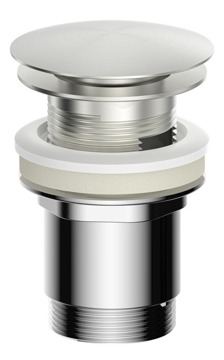 Bunnventil pop-up 1 1/4" Ø66 mm børstet stål